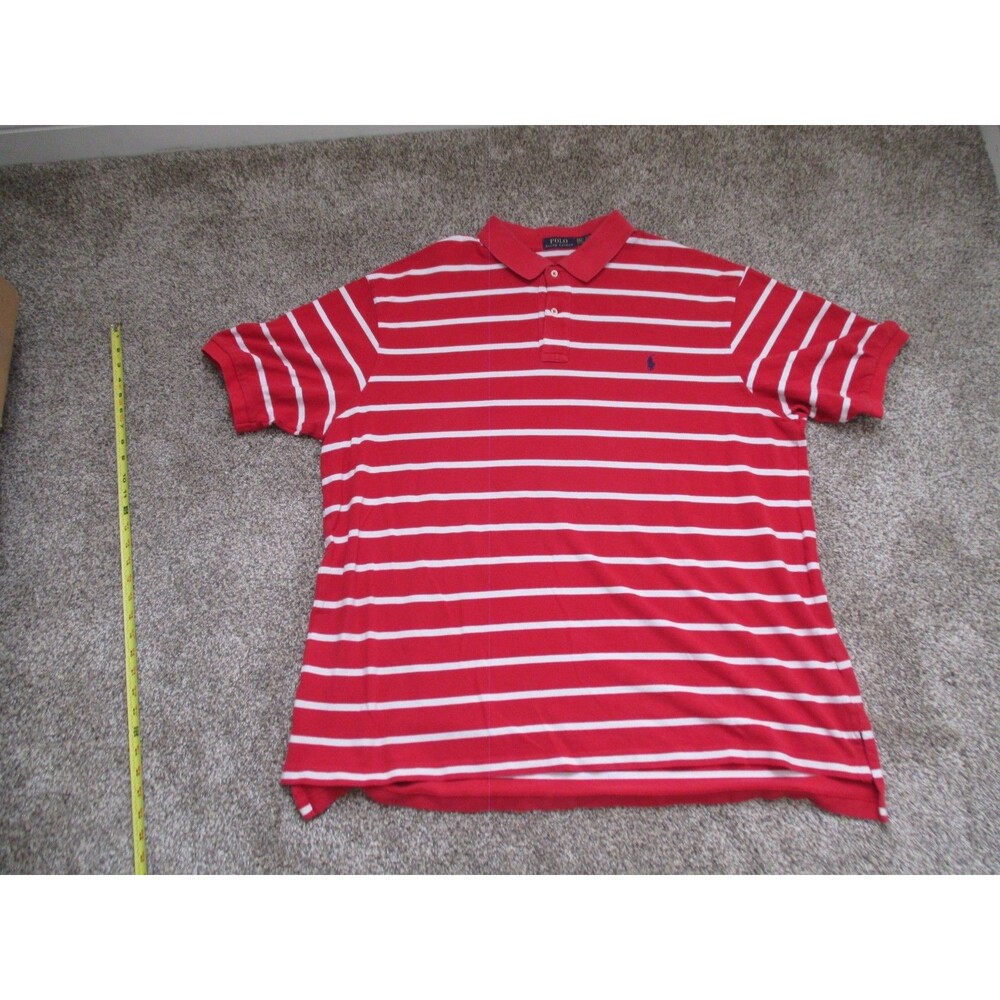 Polo Ralph Lauren Men's Red/White Striped Short Sleeve Polo Shirt 3XLT *READ*
